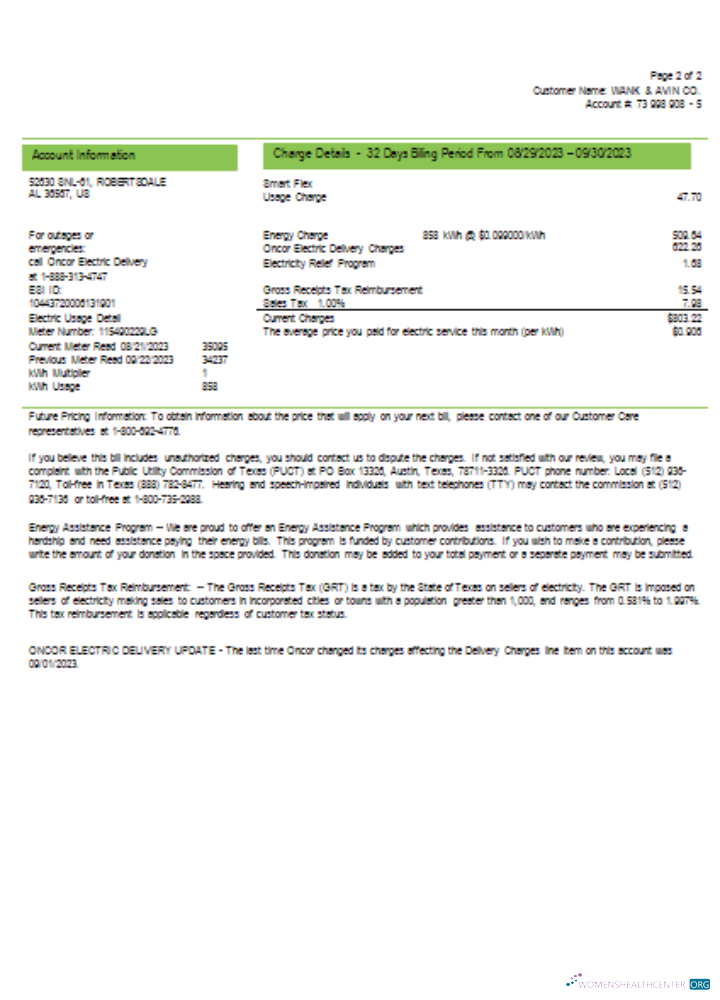Download Ameren Missouri electricity utility business bill, , page 2, SCR Photoshop template